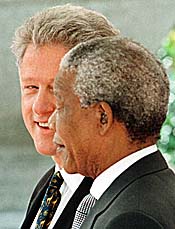 Clinton bij Mandela