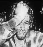 De overleden Nirvana-zanger Kurt Cobain, zoals hij voorkomt in 